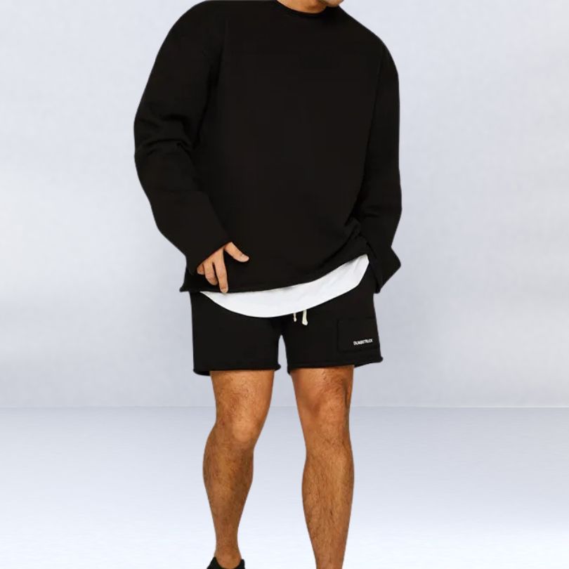 John | Stylish Relaxed Fit Sweatshirt Shorts Set For Men