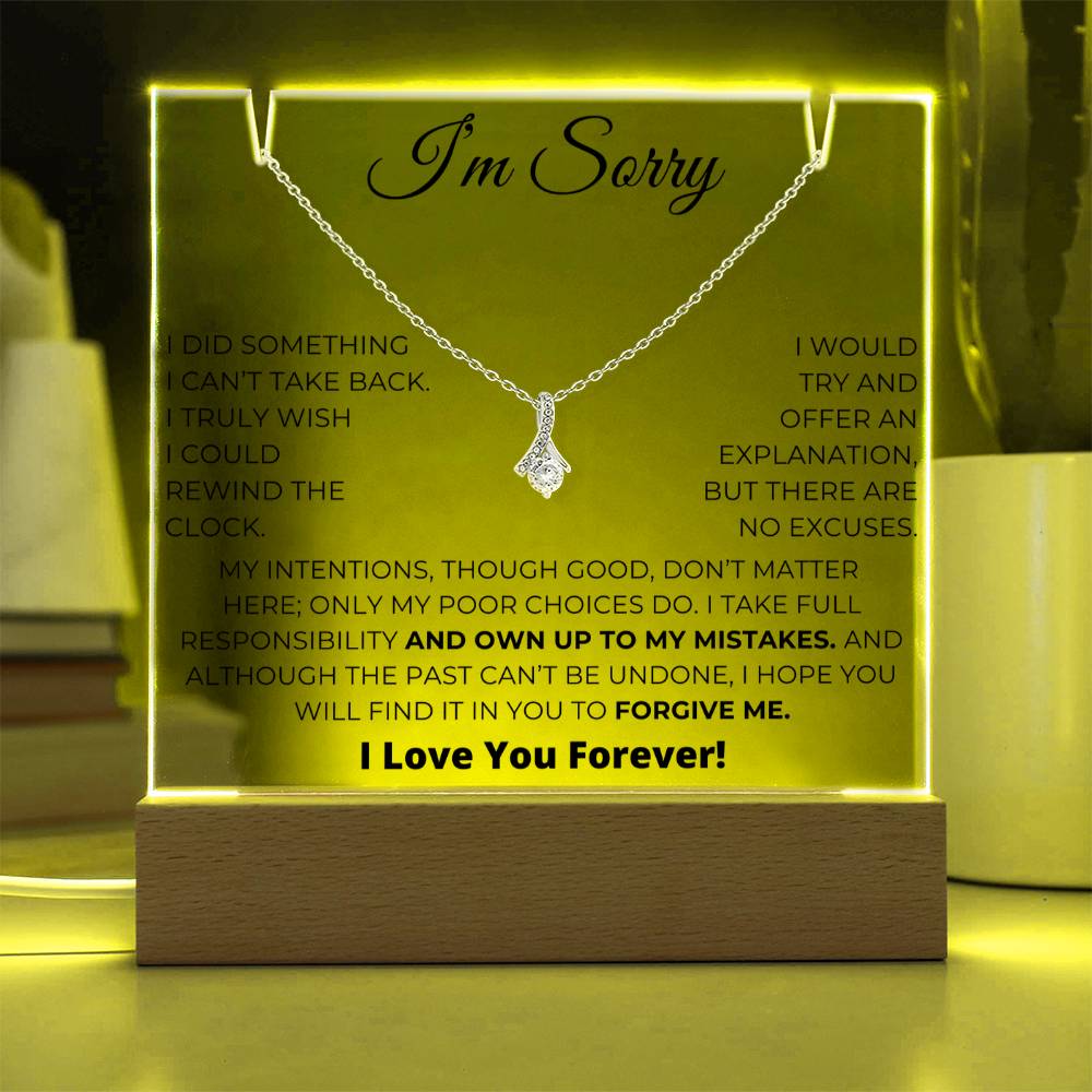 Apology Gift For Her - Acrylic Plaque with Alluring Beauty Necklace