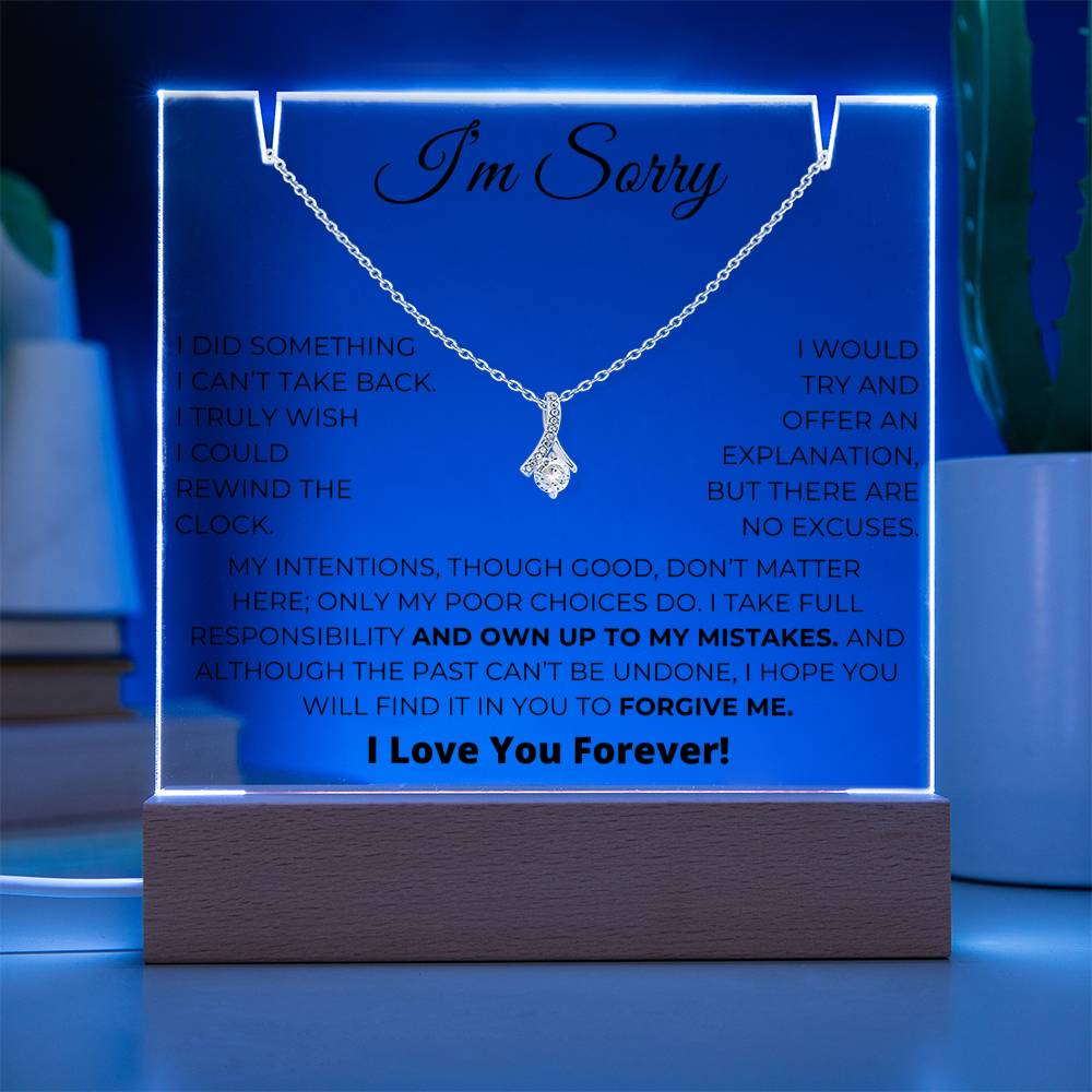 Apology Gift For Her - Acrylic Plaque with Alluring Beauty Necklace