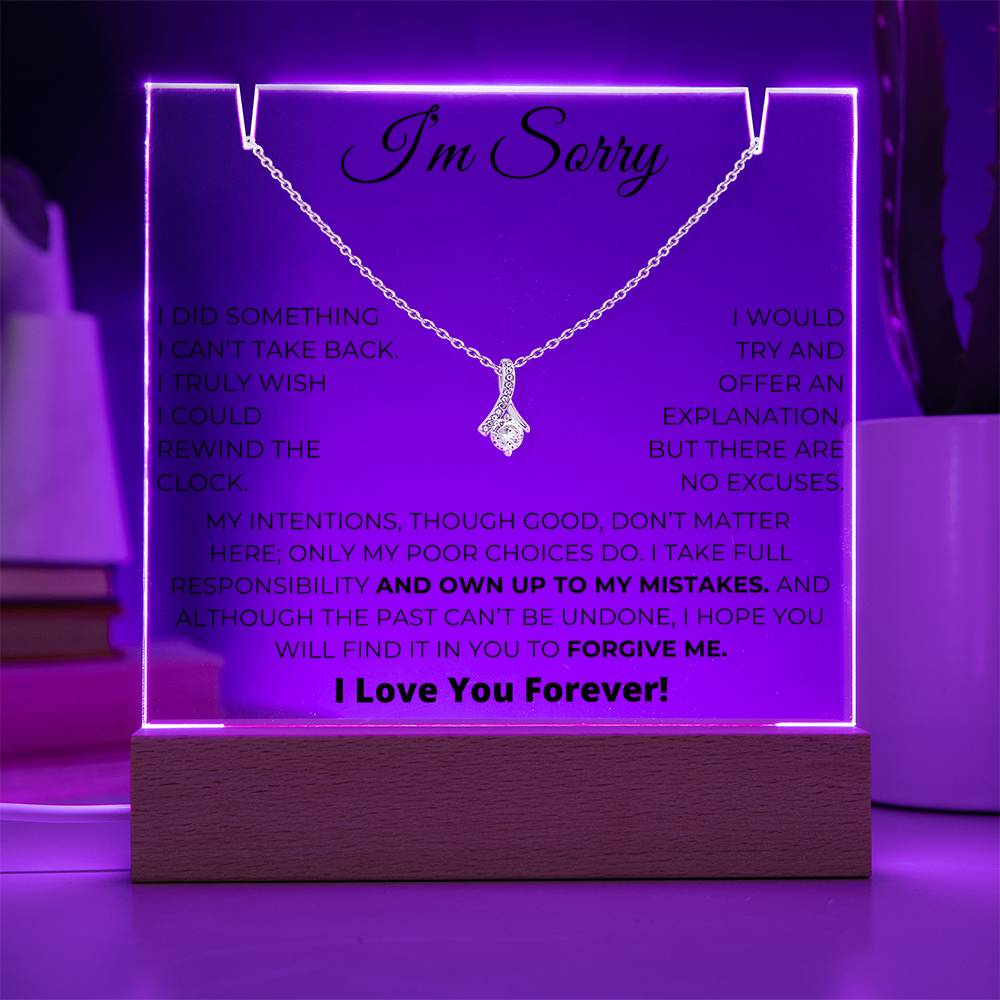 Apology Gift For Her - Acrylic Plaque with Alluring Beauty Necklace