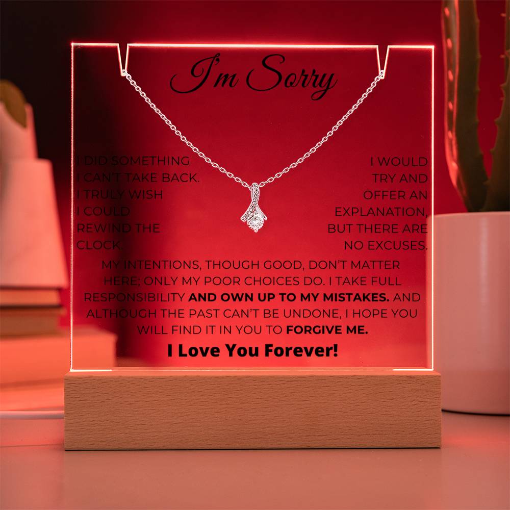 Apology Gift For Her - Acrylic Plaque with Alluring Beauty Necklace