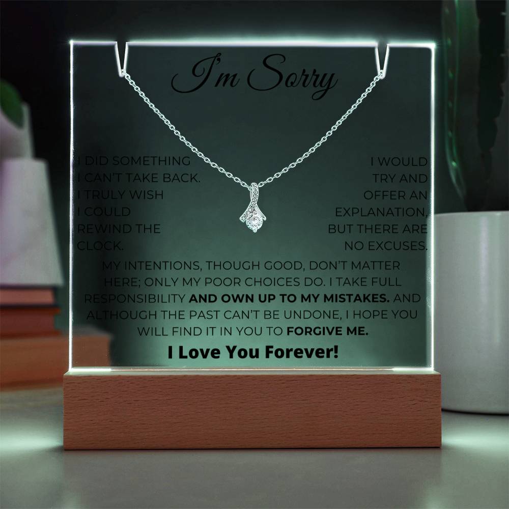 Apology Gift For Her - Acrylic Plaque with Alluring Beauty Necklace