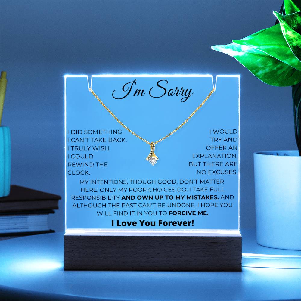 Apology Gift For Her - Acrylic Plaque with Alluring Beauty Necklace