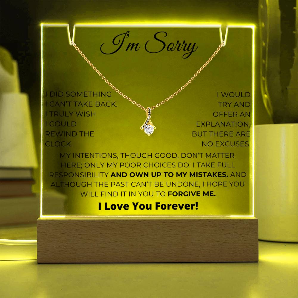 Apology Gift For Her - Acrylic Plaque with Alluring Beauty Necklace