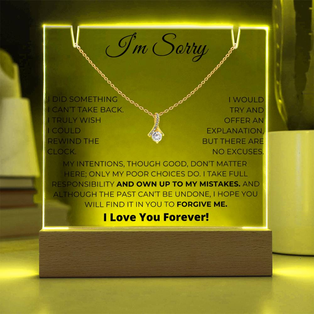 Apology Gift For Her - Acrylic Plaque with Alluring Beauty Necklace