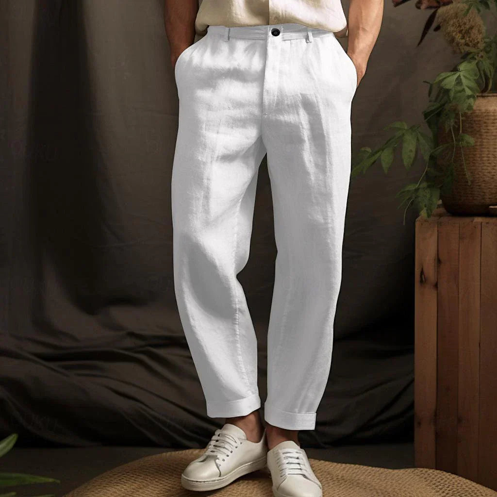 Oliver ™ | Light Linen Relaxed Fit Trousers For Men