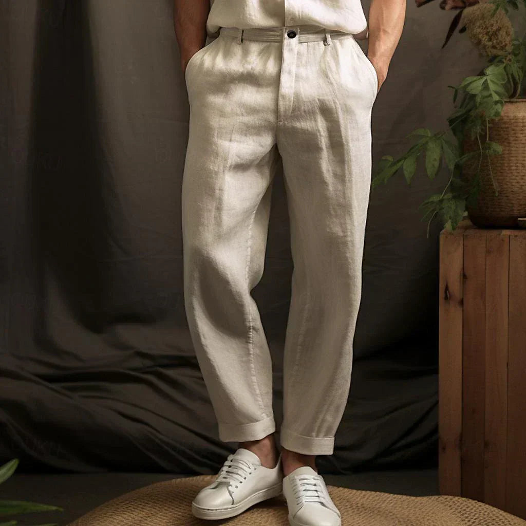 Oliver ™ | Light Linen Relaxed Fit Trousers For Men